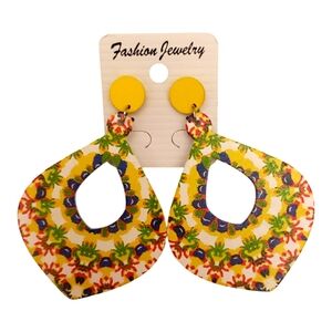 Fashion Jewelry earrings Boho studded 3.5" lightweight rust/tan. New